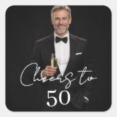 Birthday party photo cheers スクエアシール (正面)