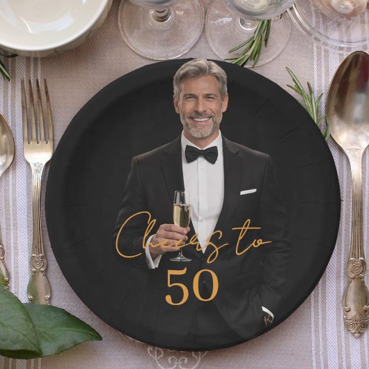 Birthday party photo cheers gold ペーパープレート