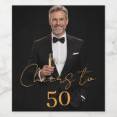 Birthday party photo cheers gold ワインラベル (シングルラベル)