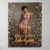 Birthday party photo gold font welcome poster ポスター (正面)