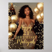 Birthday party photo gold font welcome poster ポスター (正面)