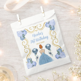 Birthday Party Red Hair Princess in Dusty Blue フェイバーバッグ