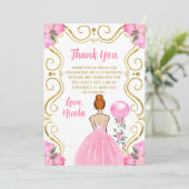 Birthday Party Red Hair Princess in Pink サンキューカード (スタンド正面)