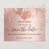Birthday party rose gold budget save the date チラシ (正面)
