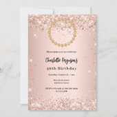 Birthday party rose gold diamond photo 招待状 (正面)