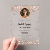 Birthday party rose gold diamond photo clear アクリル招待状 (インサイチュ (ポータブル))
