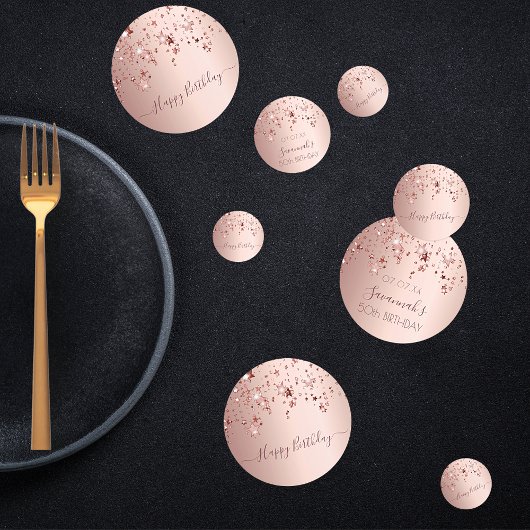 Birthday party rose gold pink stars glam コンフェッティ