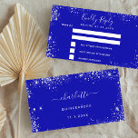 Birthday party royal blue silver glitter RSVP<br><div class="desc">A navy royal background,  decorated with sparkling faux silver glitter sparkles. 
On the front: Personalize and add the reply by date.
Back: add a name,  event and date of the event.</div>