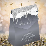 Birthday Party silver glitter drips glamorous フェイバーボックス<br><div class="desc">Elegant, classic, glamorous and girly for a 50th (or any age) birthday party favors. A faux silver looking background. With the text: 50th Birthday and Thank You written with a modern light gray colored hand lettered style script. Decorated with faux silver glitter drips, paint dripping look. Personalize and add a...</div>