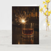 Birthday Party Sparkler In a Glass Of Whiskey カード (黄色い花)