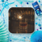 Birthday Party Sparkler In a Glass Of Whiskey ペーパープレート (パーティー)