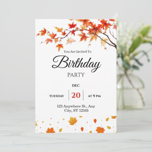 Birthday party spring flowers invitation 招待状 (スタンド正面)