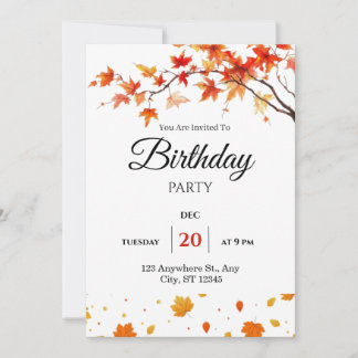 Birthday party spring flowers invitation 招待状