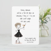 Birthday Party Stick Figure Girl with Martini 招待状 (スタンド正面)