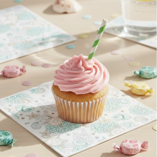 Birthday party turtles, underwater tableware スタンダードカクテルナプキン