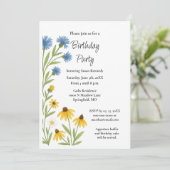 Birthday Party Watercolor Wildflowers 招待状 (スタンド正面)
