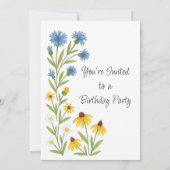 Birthday Party Watercolor Wildflowers 招待状 (裏面)