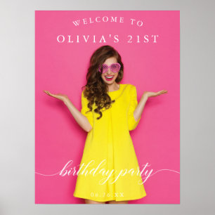 Birthday Party Welcome Sign Poster with Photo ポスター