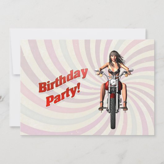 Birthday party with a girl on a motorbike 招待状 (正面)