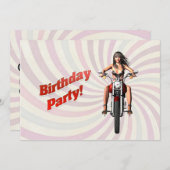 Birthday party with a girl on a motorbike 招待状 (正面/裏面)