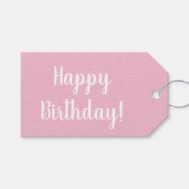 Birthday Pastel Pink White Typography ギフトタグ