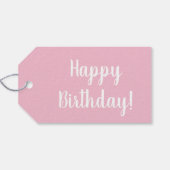 Birthday Pastel Pink White Typography ギフトタグ (裏面横)