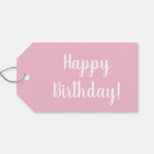 Birthday Pastel Pink White Typography ギフトタグ (裏面横)