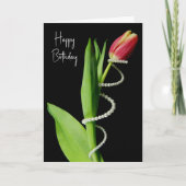 Birthday Pearls Wrapped Around a Tulip カード (正面)