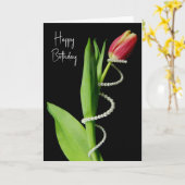 Birthday Pearls Wrapped Around a Tulip カード (黄色い花)