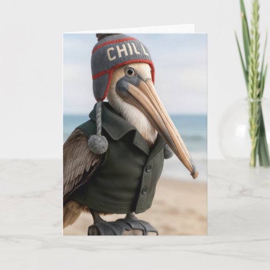 Birthday Pelican Humor カード (正面)