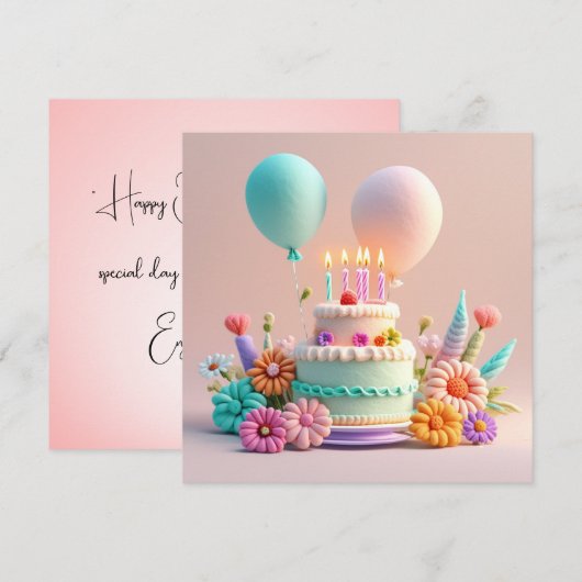 Birthday Personalize Custom card 招待状 (正面/裏面)