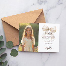 Birthday photo bow ivory サンキューカード