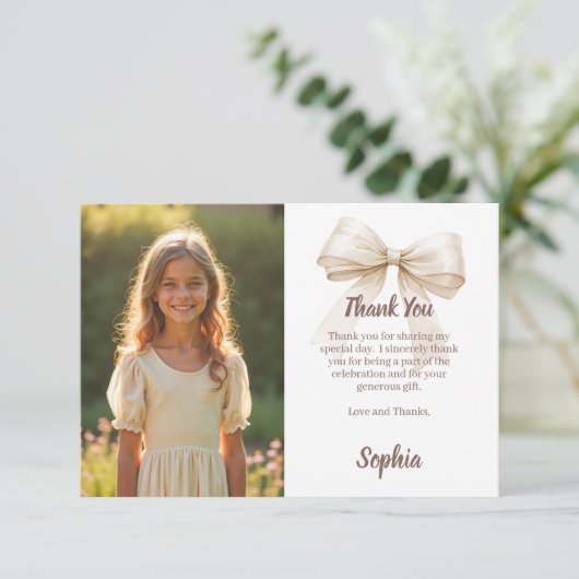 Birthday photo bow ivory サンキューカード (スタンド正面)