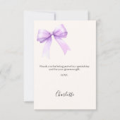 Birthday photo bow lavender ivory サンキューカード (裏面)