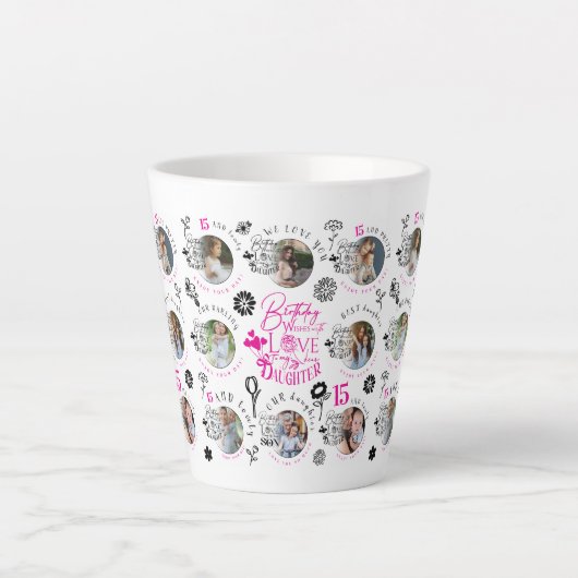  Birthday Photo Collage For Daughters カフェラテマグ (正面)