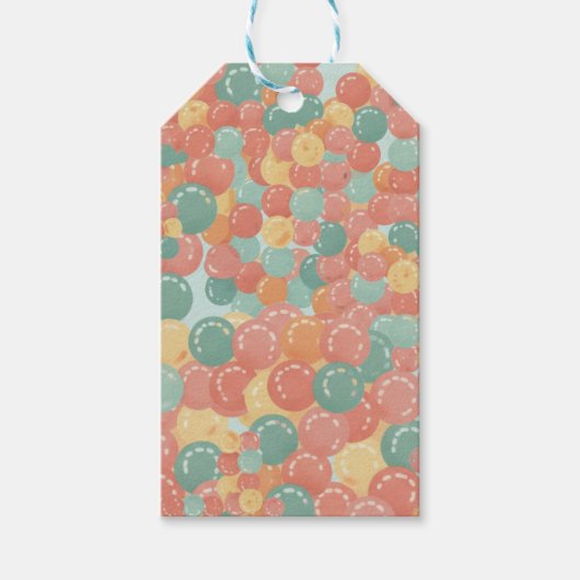 Birthday Picnic, Cute Retro Style ギフトタグ (正面)