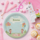 Birthday Picnic, Cute Retro Style ペーパープレート (パーティー)