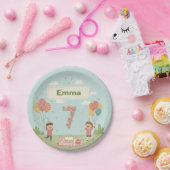 Birthday Picnic, Cute Retro Style ペーパープレート (パーティー)