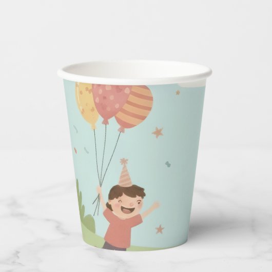 Birthday Picnic, Cute Retro Style 紙コップ (正面)