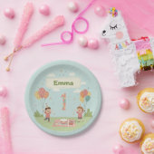Birthday Picnic, Cute Retro Style, Age 1 ペーパープレート (パーティー)