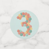 Birthday Picnic, Cute Retro Style, Age 3 コンフェッティ (スモール正面)