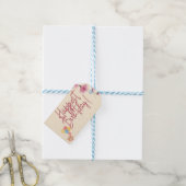 Birthday Pink floral gift tag, personalized  ギフトタグ (より糸つき)