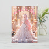 Birthday Pink hair princess in a white ballgown 招待状 (スタンド正面)