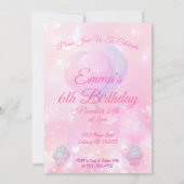 Birthday Pink hair princess in a white ballgown 招待状 (裏面)