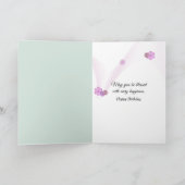 Birthday Pink Orchids On Green Bamboo カード (内部)