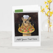 Birthday Pizza Dog Funny Card カード (黄色い花)