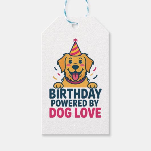 Birthday Powered by Dog Love Illustration ギフトタグ (正面)