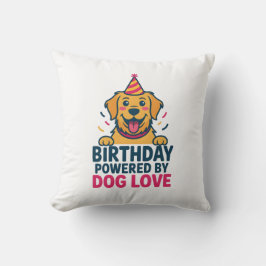 Birthday Powered by Dog Love Illustration クッション