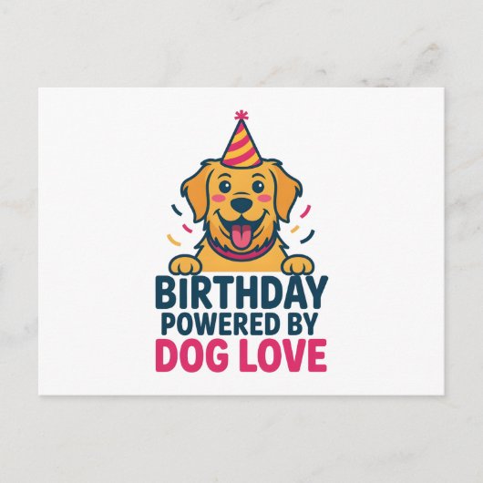 Birthday Powered by Dog Love Illustration シーズンポストカード (正面)