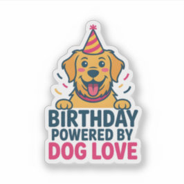 Birthday Powered by Dog Love Illustration シール